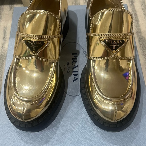 Prada Metallic Loafers Sz 36.5 - Picture 2 of 10